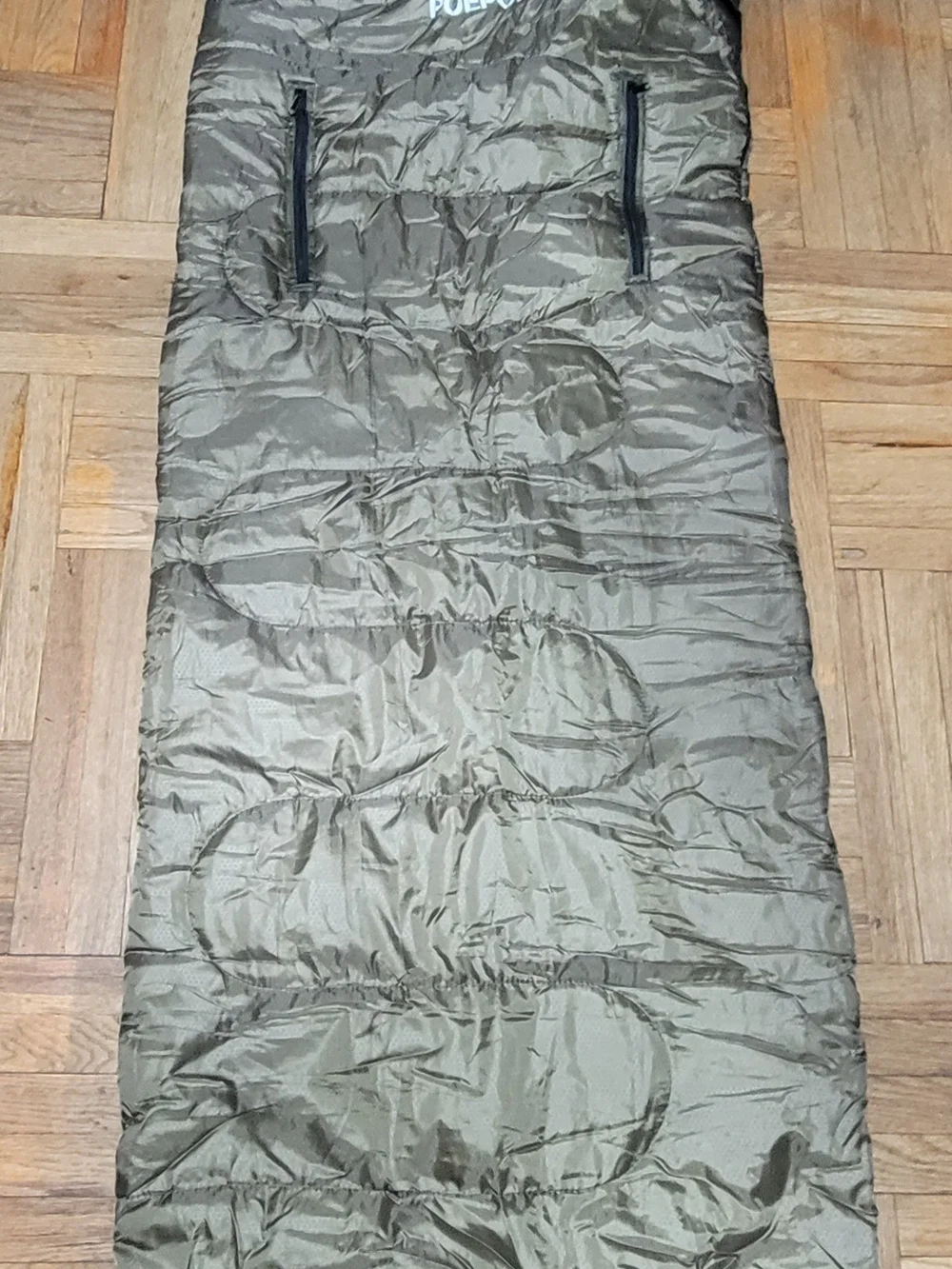 Poedpore Olive Green Plaid Lined Sleeping Bag Blanket